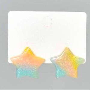 “Catch a Falling Star” Glitter Resin Kawaii Pastel Multicolor Rainbow Pride Stud